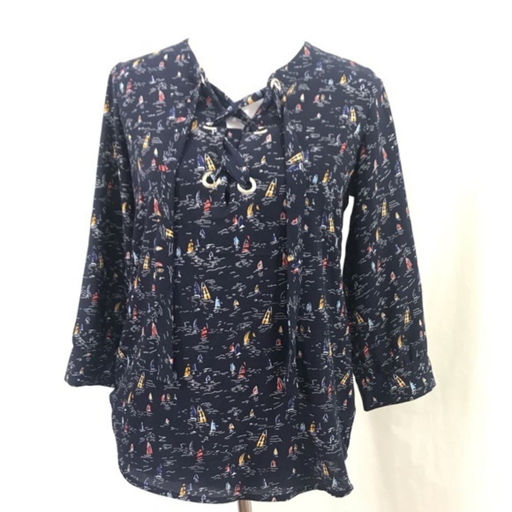 The Limited Nautical Sailboat Print Blouse Top S